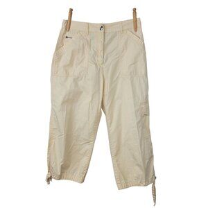 Chico's 0 Crop Cargo Utility Pants Size Small 4 Light Yellow Capri Capris
